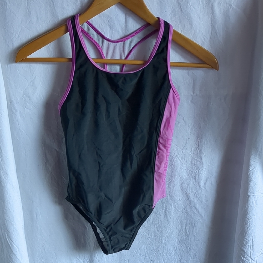 Speedo Bathing Suit Black Pink Racerback Swimsuit 8